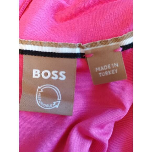 Hugo Boss Ellira Mock Neck Midi Dress Color Flamingo Size XSmall NWT - Picture 5 of 8